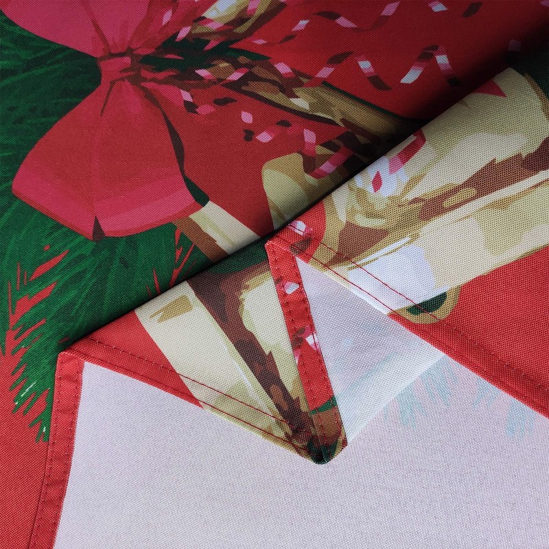 WedDecor Christmas Table Cloth Round Polyester Tablecloth with Bow Ribbon