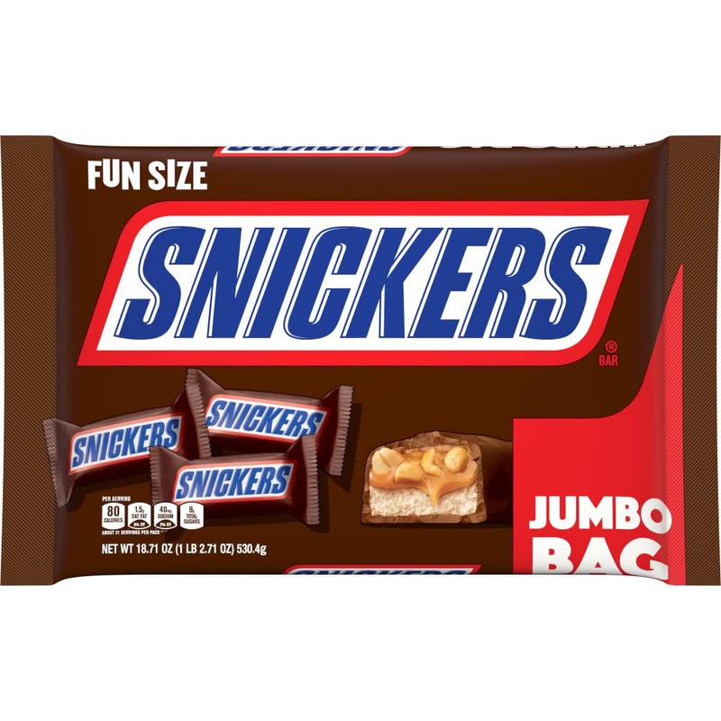 SNICKERS Fun Size Chocolate Candy Bars, 18.71 oz Jumbo Bulk