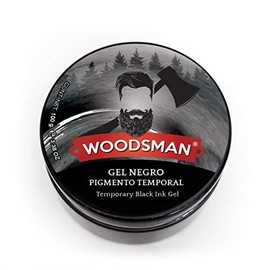 Woodsman - Gel Pigmento Negro Temporal para Barba y Cabello 100g. 3.52oz Tinte de uso Diario/Gel sin Fijación