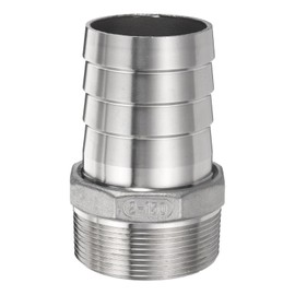 HARFINGTON Stainless Steel Hose Barb Fitting 2" (52mm) Barbed x 2" NPT Male Pipe Fitting Air Hose Barb Fittings Coupler Thread Connector Adapter for Water Fuel