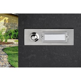 HUBER Flush-Mounted Bell Push Single Stainless Steel Door Bell Push Button with Name Plate Front Doorbell Flush-Mounted I Button Made of Brass - Bell Switch, Bell