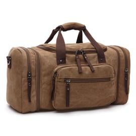 Vintage Canvas Duffle Bag, 55L Stylish Vintage Canvas Travel Duffel Backpack Multifunctional Overnight Weekender Overnight Travel Bag For Men and Women (Coffee)