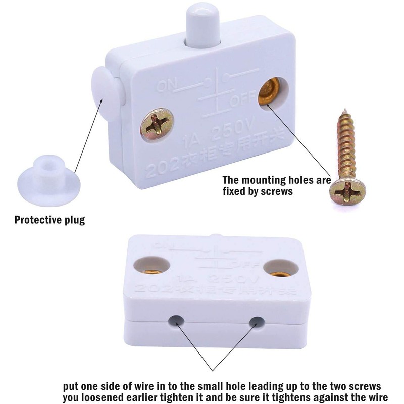 RUNCCI-YUN 8 Pack 1A 250V Cupboard Door Light Switch Light