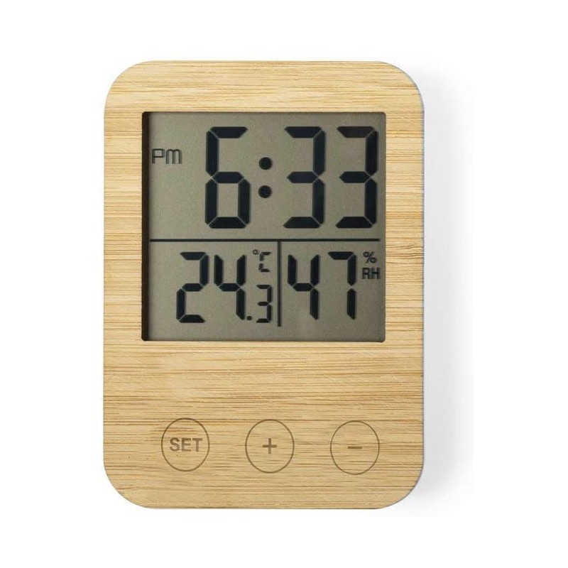 Weather Station Thermometer Hygrometer Bamboo Wood Gift