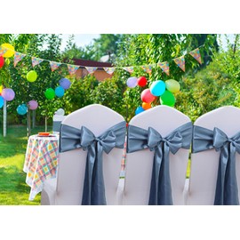 Gankar Satin Dusty Blue Chair Sashes Bows 50 Pack 7x108 Inches Chair Ribbons for Wedding Party Restaurant Banquet Baby Shower Celebration Events Decoration Chair Ties - Dusty Blue, 50