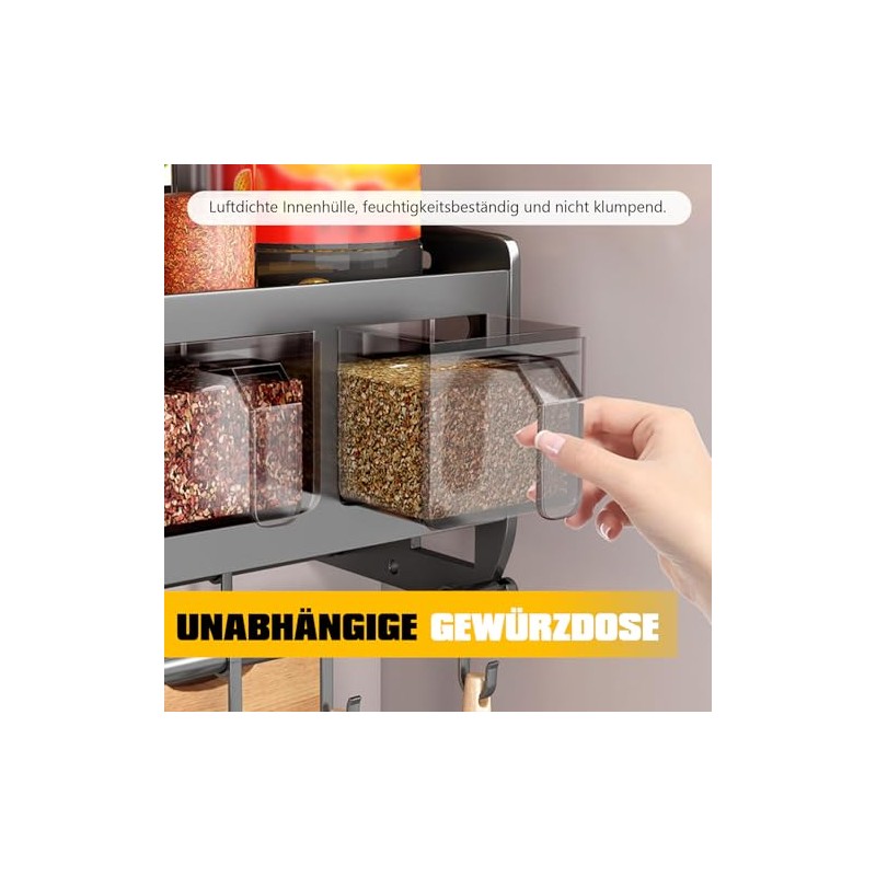 Spice Rack with Spice Boxes, Kitchen Shelf Wall with Kitchen