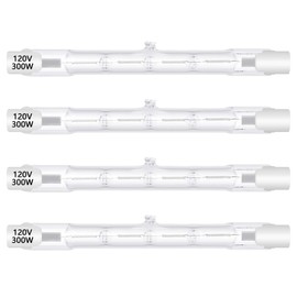 XBOCMY 4 Pack 300W Dimmable Halogen Light Bulbs, 118mm, 4.7-Inch T3 RSC, Warm White, 3000 lumens