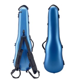 WUQIMUSC Violin Case 4/4 full size hard case Strong Carbon fiber Anti-Scratch Shaped Flight case Backpackable,Built-in Hygrometer Lightweight Travel violin case, 1.54kg, Blue