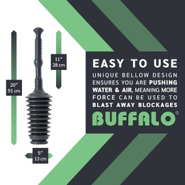 Buffalo - Toilet Plunger - Heavy Duty Unblocker - Ergonomic Bellow Design - Increased Flexibility