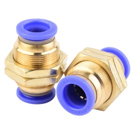 Annegk Pneumatic Connector Pneumatic Bulkhead Fitting Push In Fitting Bulkhead Connector Quick Connector Connectable Pipe Diameter 12 mm Pack of 2