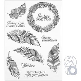 Transparent Stamp Rubber TPR Rectangle DIY Journal Craft Art Feather Pattern Accessories