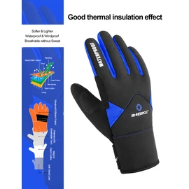 INBIKE Winter Cycling Gloves Waterproof Touch Screen Bike Gloves Termal Padded Gel Gloves for Cold Weather Blue Medium