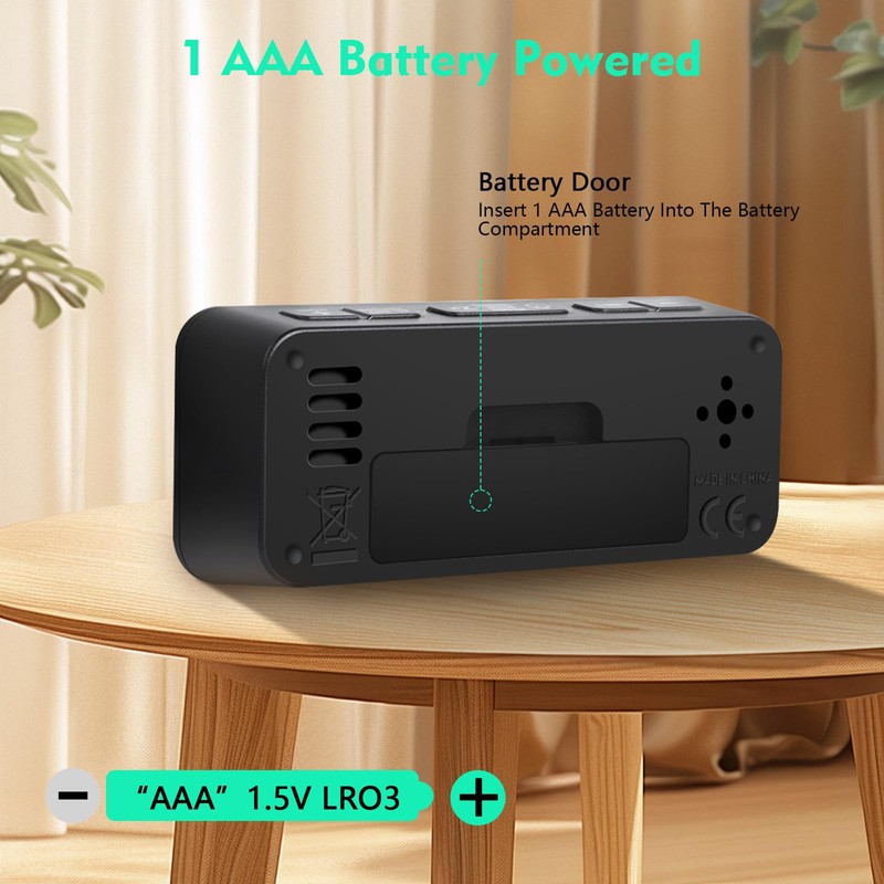 Romon Digital Alarm Clock, Small Travel Alarm Clock, Temperature and