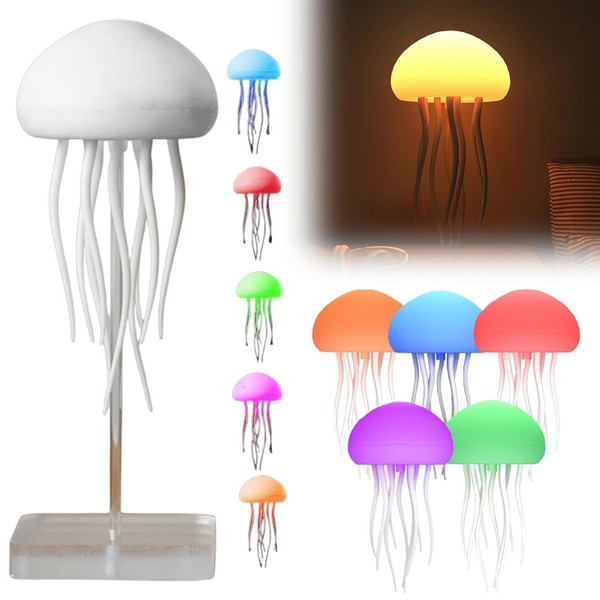 LED Jellyfish Lamp RGB Gradient Jelly Fish Light Lamp Voice