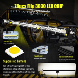 32 Inch Automobile LED Light Bars, Ultra-Thin LED Spot & Flood Combo Work Light,Single Row Off Road Light Bar,Car Roof Front Bar Middle Net Refitted lamp(32 Inch)