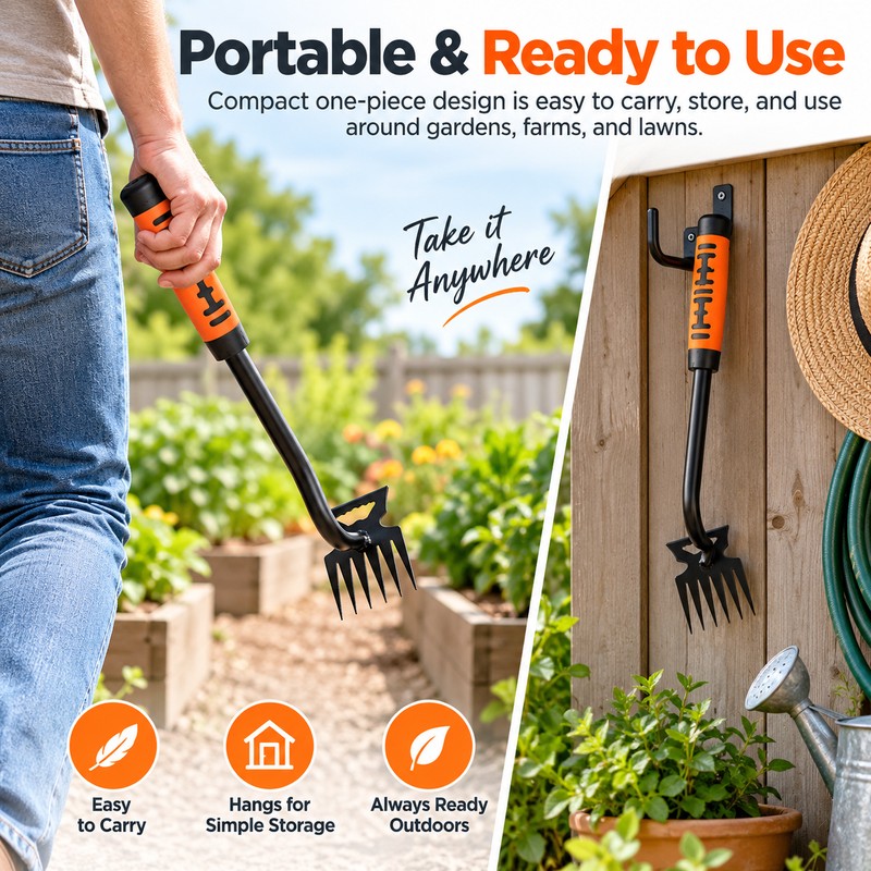 Long-Handled Manual Weeding Tool for Garden Care – Carbon Steel