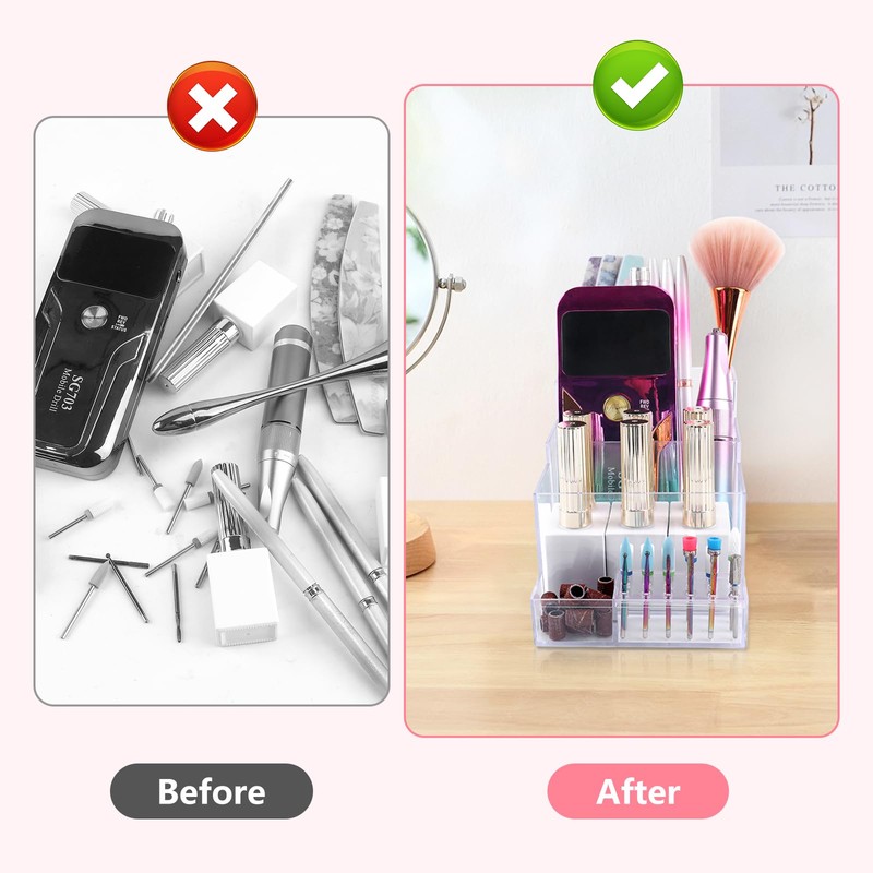 Nail Drill Holder, 18 Holes Acrylic Nail Drill Bit Holder,