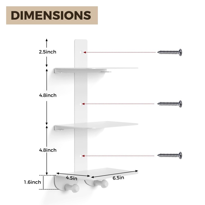 BOSAIDONG Vertical Spine Metal Tower for Wall Mounted Set of