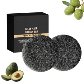 Flomitta 2-Pack Gray Hair Reverse Bar Black Soap for Beard & Hair Darkening and Deep Cleaning Natural Solid Shampoo for Normal to Oily Hair