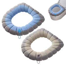 MEMOFYND 2 Pieces Toilet Seat Cover Pad, Warm Toilet Cover, Plush Toilet Cover, Soft Toilet Cover, Toilet Accessories