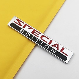 uwwwing 2Pcs Chrome Metal Car Special Edition Logo Rear Trunk Sport Emblem Racing SUV Coupe Sticker 3D Decal (Silver&Red&Black)