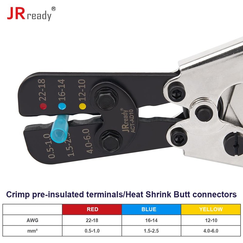 JRready ACT-AD10 Wire Crimping Tool for Heat Shrink Connectors AWG
