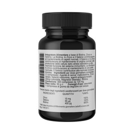 Zinco Citrato Altamente Assorbibile con Selenio Metionina e Biotina 400 Compresse, 1 al dì, Capelli Pelle Unghie Formula