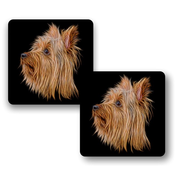 Fractal Artworks Silky Terrier Coaster Set of 2, with Fractal