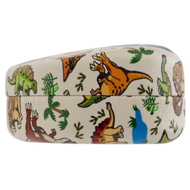 Pearl HO-7 092933 Children's Hard Spring Type Dinosaur Pattern Glasses Case, Multicolor
