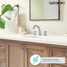 gotonovo Bathroom Faucets for Sink 3 Hole 2 Handles Widespread Bathroom Sink Faucet Deck Mount with Pop Up Drain,Water Lines Bathroom Sink Fixtures Cross Handle Polished Chrome