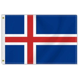 2×3 FT Iceland Flag,Medium 60×90 CM Icelandic Outdoor Banner,100D Icelander Decor,Doube Side Printing For Patio Garden With Brass Gromment