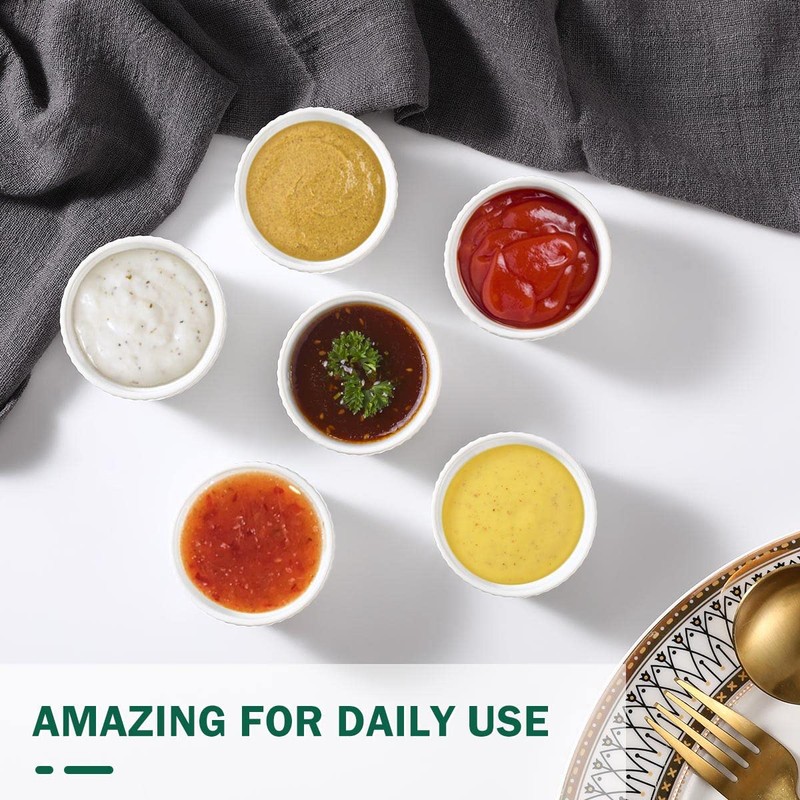 1.5 oz Mini Ramekins Set of 6, Vidalenta Tiny Dipping