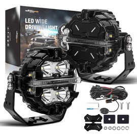 maXpeedingrods LED Off Road Lights 3.5 Inch 160W 19200LM Round Fog Lights with Amber/White DRL, LED Light Bar 270°Side Shooter for Trucks SUV Pickup ATV UTV Motorcycles, with 4 Black Light Covers