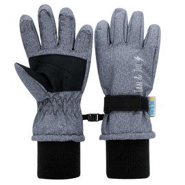JAN & JUL Toasty-Dry Waterproof Snow Gloves for Boys and Girls (Heather Grey, Size L: 6-8Y)