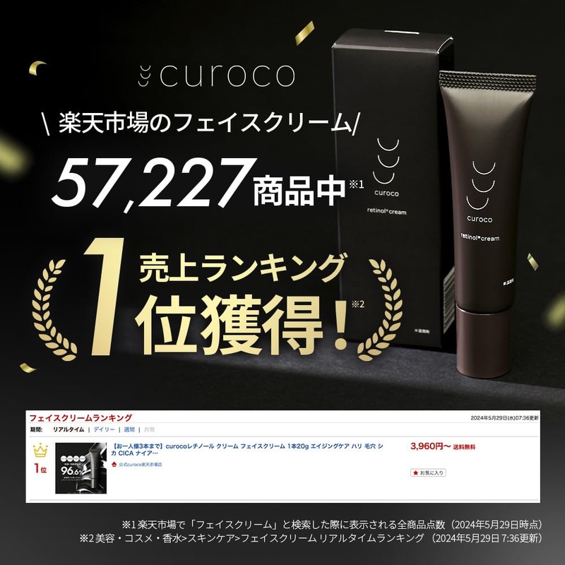 curoco Retinol Face Cream, 0.7 oz (20 g), Set of