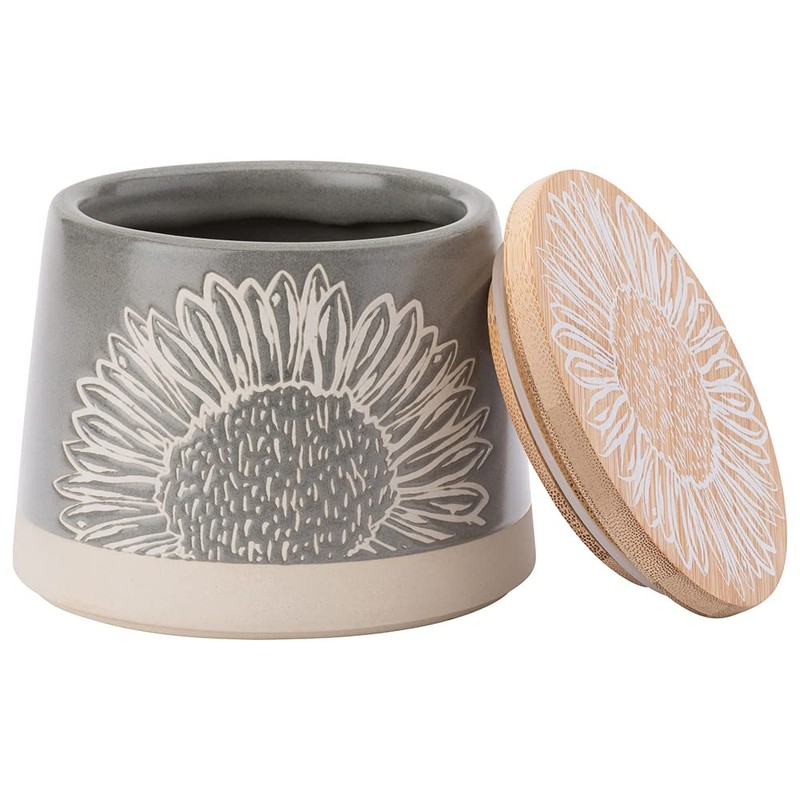 ENGLISH TABLEWARE CO Company Artisan Flower Grey Canister with Bamboo