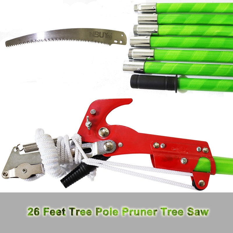 INTBUYING Manual Pole Saw, 7-26 ft Extension Tree Pole Pruner,