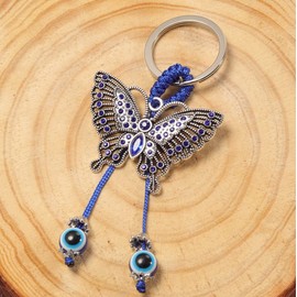 MyfavoriteK Butterfly Evil Eye Keychain Good Luck Charms Evil Eye Hanging Ornament Car Keys Holder
