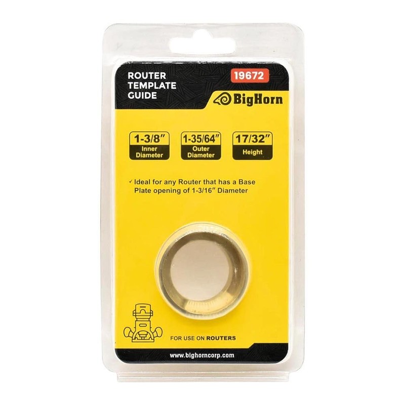 Big Horn 19672 1-35/64 Inch Brass Router Template Guide with