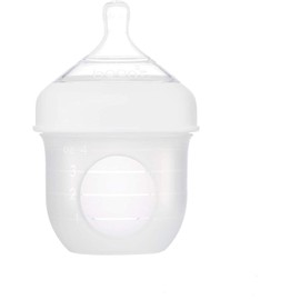 Boon, NURSH Reusable Silicone Pouch Baby Bottles for Air-Free Feeding with Stage 1 Slow Flow Nipple, 4 Ounce