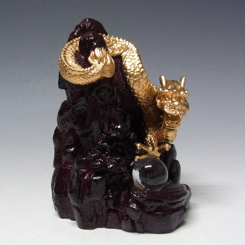 風水山水龍 金龍下山（小）13cm 置物