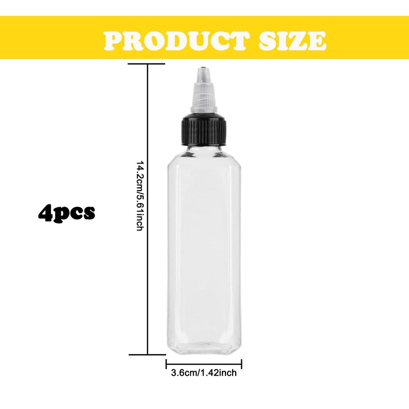 AONAYO 4 Stück Squeeze Flasche,Saucenflasche,Ölflasche Plastik,Dosierflasche,Ölspender Flaschen,100ml/3.5oz Mehrzweck Squeeze Flasche