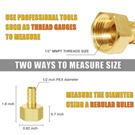 Cobenga 1/2" Pex Fittings, Brass 1/2 Pex Female Adapter, PEX 1/2" x 1/2" NPT Female Threaded Adapter, 1/2" Pex to 1/2" Female NPT, No Lead Brass 1/2" Pex Fittiings Set for Gas/Hydraulic System