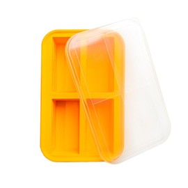 Silicone Freezer Tray, Food Container with Lid and Freezer Mold for Meal Prep, Microwave/Oven/Dishwasher Safe, BPA-Free & Sustainable Storage. (4-Cavity)