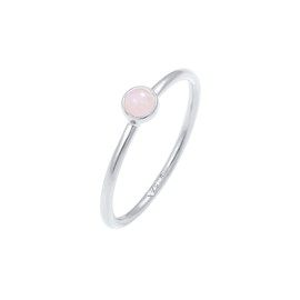 Elli Women's Basic Minimal Stacking Ring with Rose Quartz in 925 Sterling Silver Gold-Plated, Quartz