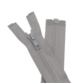 YaHoGa Pack of 2 45 cm Zip Plastic 5 mm Separable Zip for Jackets Grey