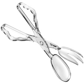Pack of 1 11-Inch Clear Plastic Scissor Salad Tongs, Premium, Heavy-Duty, Reusable Serving Utensils for Catering, Cooking, Buffets, Party Supplies, and Weddings - Dishwasher Safe