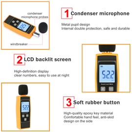 Noise Tester (Decibel Meter) Decibel Meter Sound Level Meter 30dB (A) to 130dB (A), LCD Noise Decibel Meter for Monitoring Noise Load, Home Theater Setup