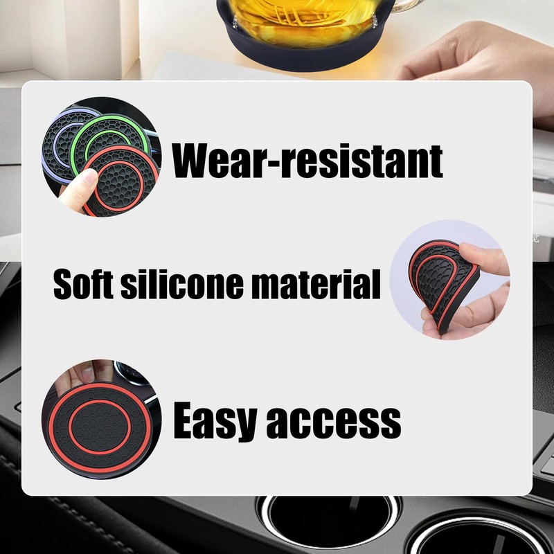 Pincuttee Car Cup Holder Coaster Silicone,Car Cup Holder Coaster 2Pack,Universal
