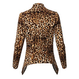 Solid Formal Office Style Open Front Long Sleeves Blazer - Made in USA Animal Brown2 3XL